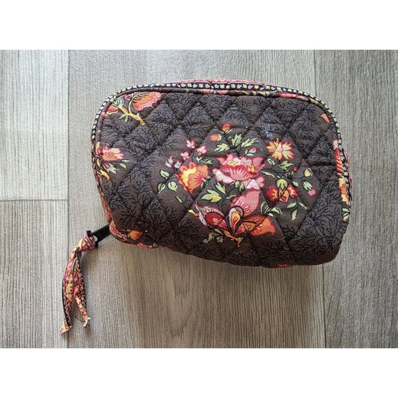Vera Bradley Quilted Floral Cosmetic Bag With Zipper Closure - Picture 1 of 5